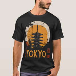 Tokyo Pagoda Vintag Temple Sunset Silhouette T-Shirt