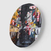 Tokyo Rain Painting by Alfred Fox Große Wanduhr (Winkel)