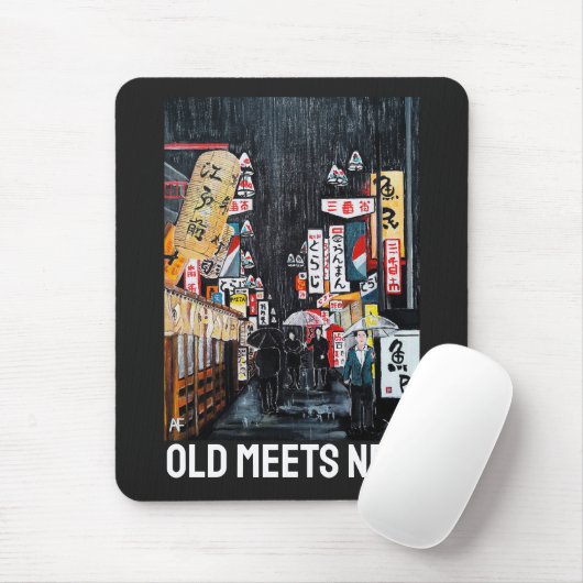 Tokyo Rain Painting by Alfred Fox Mousepad (Mit Mouse)