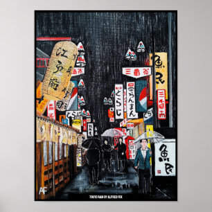 Tokyo Rain Painting von Alfred Fox Poster