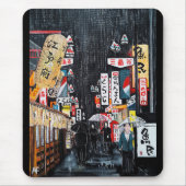 Tokyo-Regen-Gemälde von Alfred Fox Mousepad (Vorne)