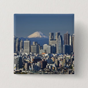Tokyo, Shinjuku District Skyline, Mount Fuji, Button