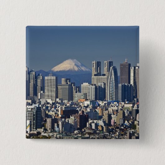 Tokyo, Shinjuku District Skyline, Mount Fuji, Button (Vorderseite)