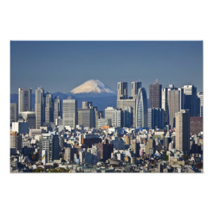 Tokyo, Shinjuku District Skyline, Mount Fuji, Fotodruck