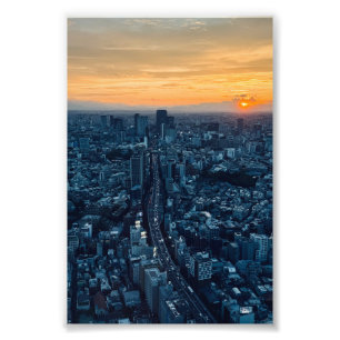 Tokyo Skyline bei Sonnenuntergang Urban City Fotodruck