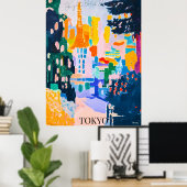 Tokyo Skyline mit Tower im künstlerischen Stil Poster (Heimbüro)