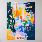 Tokyo Skyline mit Tower im künstlerischen Stil Poster (Vorne)