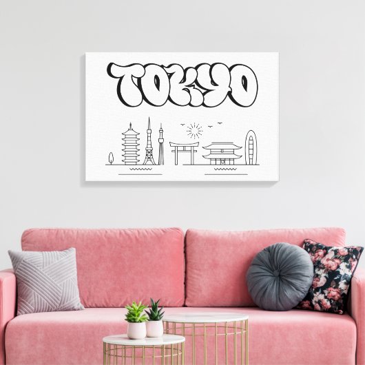 Tokyo Skyline Urban Graffiti Stretched Leinwand Ar (Insitu (Wohnzimmer))