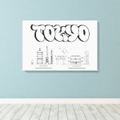 Tokyo Skyline Urban Graffiti Stretched Leinwand Ar (Insitu (Holzboden))