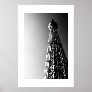 Tokyo Skytree (schwarz-weiß) Poster