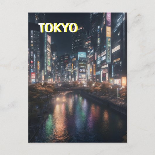 Tokyo Straßen auf der Nachtpostkarte Postkarte (Vorderseite)