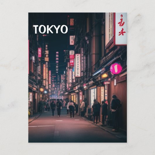 Tokyo Straßen auf der Nachtpostkarte Postkarte (Vorderseite)