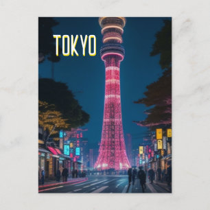 Tokyo Straßen auf der Nachtpostkarte Postkarte