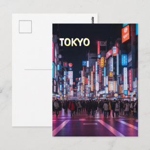 Tokyo Straßen auf der Nachtpostkarte Postkarte