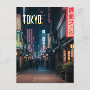 Tokyo Straßen auf der Nachtpostkarte Postkarte