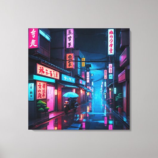 Tokyo Street at Night LoFi Art Leinwanddruck (Vorderseite)
