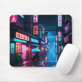 Tokyo Street at Night LoFi Art Mousepad (Mit Mouse)