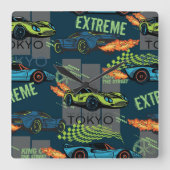  Tokyo Street Racing Pattern Quadratische Wanduhr (Vorderseite)