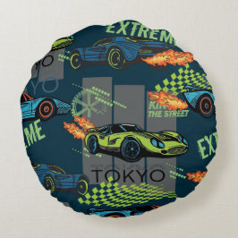  Tokyo Street Racing Pattern Rundes Kissen
