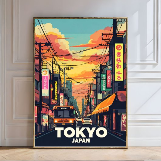 Tokyo Street Sunset-Vibrant Urban Japan City Fotodruck