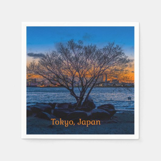 Tokyo Sunset, künstlerisches Foto, Serviette (Vorderseite)