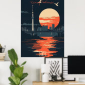 Tokyo Sunset - Urban Skyline-Silhouetten Poster (Heimbüro)