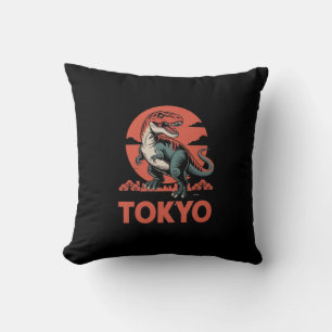 Tokyo T-Rex Throw Kissen - Retro Dinosaurier Kisse
