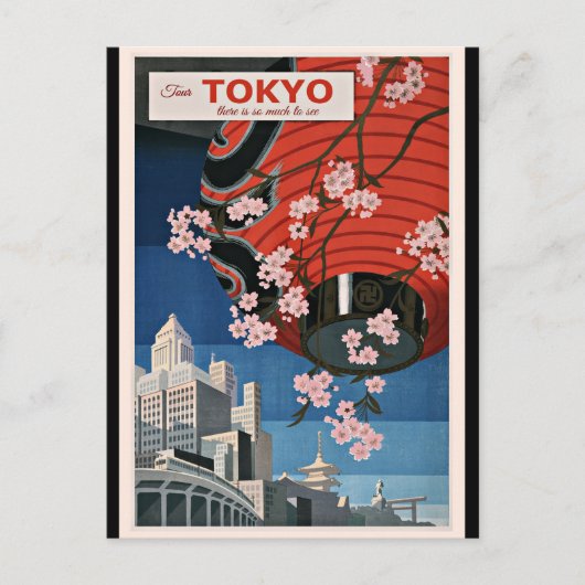 Tokyo Tour, Vintage-Reiseplakat, Postkarte (Vorderseite)