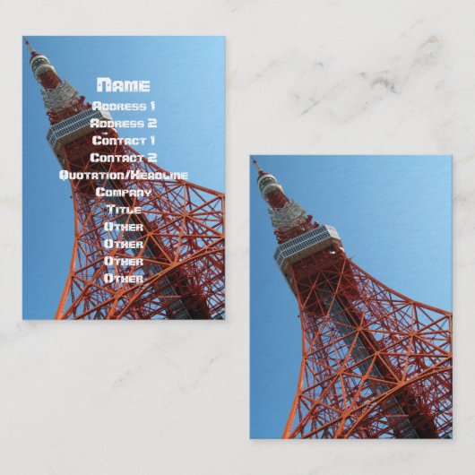 Tokyo Tower 東 京 タ ワ Visitenkarte (Vorne/Hinten)