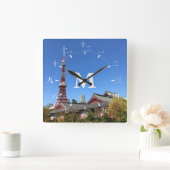 Tokyo Tower and Zojoji Temple Quadratische Wanduhr (Zuhause)