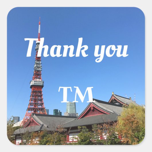 Tokyo Tower and Zojoji Temple Quadratischer Aufkleber (Vorderseite)