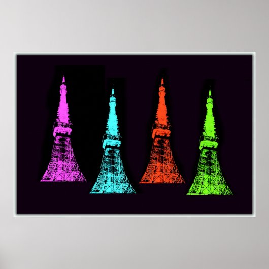 Tokyo Tower Collage Poster (Vorne)