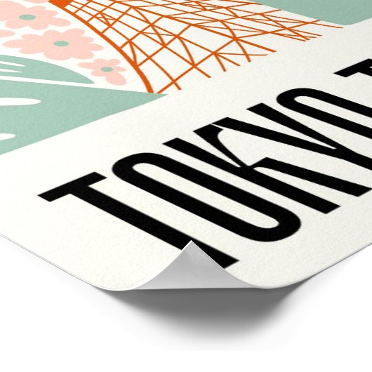 Tokyo Tower Japan abstrakte Reise Poster (Ecke)