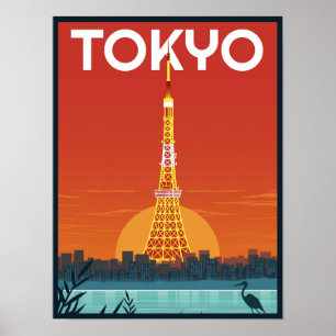 Tokyo Tower Japan Reise Retro Geschenke Poster