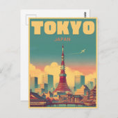Tokyo Tower Japan Reise Vintage Geschenke Postkarte (Vorne/Hinten)