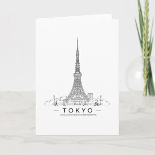 Tokyo Tower Minimalistische Stadtillustration Karte