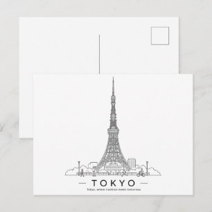Tokyo Tower Minimalistische Stadtillustration Postkarte