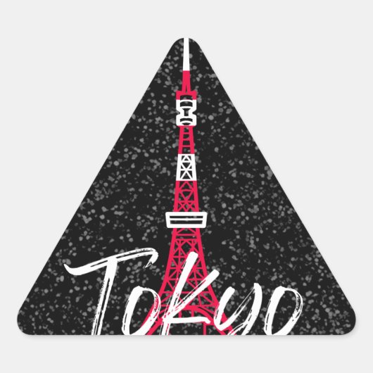 Tokyo Tower Sketch von Minato, Tokio, Japan Dreieckiger Aufkleber (Vorderseite)