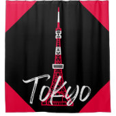 Tokyo Tower Sketch von Minato, Tokio, Japan Duschvorhang (Vorderseite)