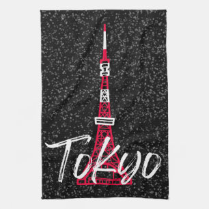 Tokyo Tower Sketch von Minato, Tokio, Japan Geschirrtuch