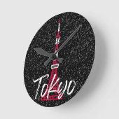 Tokyo Tower Sketch von Minato, Tokio, Japan     Runde Wanduhr (Winkel)
