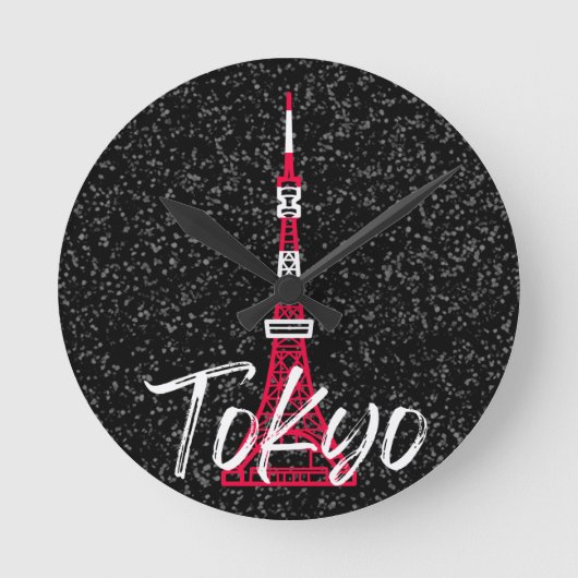 Tokyo Tower Sketch von Minato, Tokio, Japan     Runde Wanduhr (Vorderseite)