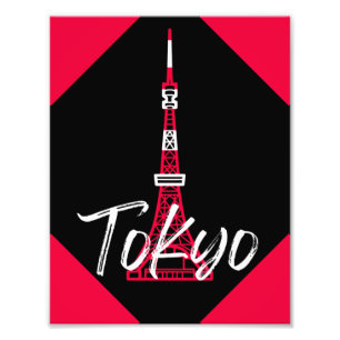 Tokyo Tower Skizze von Minato, Tokio, Japan Fotodruck