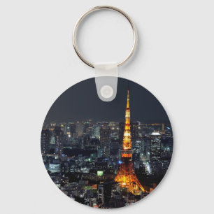 Tokyo-Turm bis zum Nacht Schlüsselanhänger