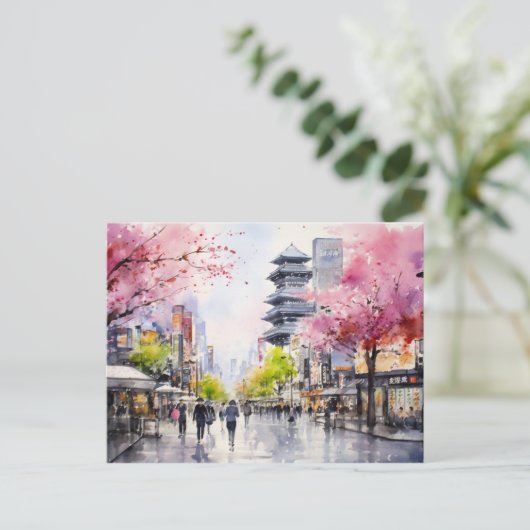 Tokyo Vibes - Städtische Kunst drucken Postkarte (Stehend Vorderseite)