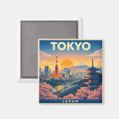 Tokyo Vintage Reise Poster Magnet (Vorderseite/Rückseite)