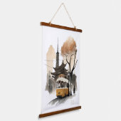 Tokyo Watercolor print Wandteppich Mit Holzrahmen (Gewinkelt)