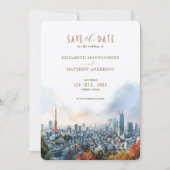 Tokyo Watercolor Skyline Rett-the-Date Einladung (Vorderseite)