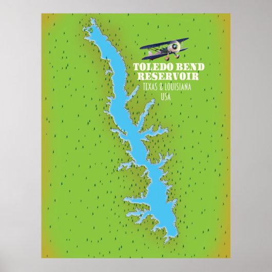 Toledo Bend Reservoir Texas & Louisiana Karte Poster (Vorne)