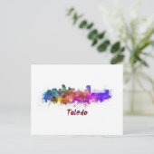 Toledo OH Skyline in Aquarellfarbe Postkarte (Stehend Vorderseite)